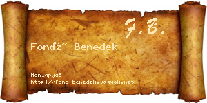 Fonó Benedek névjegykártya